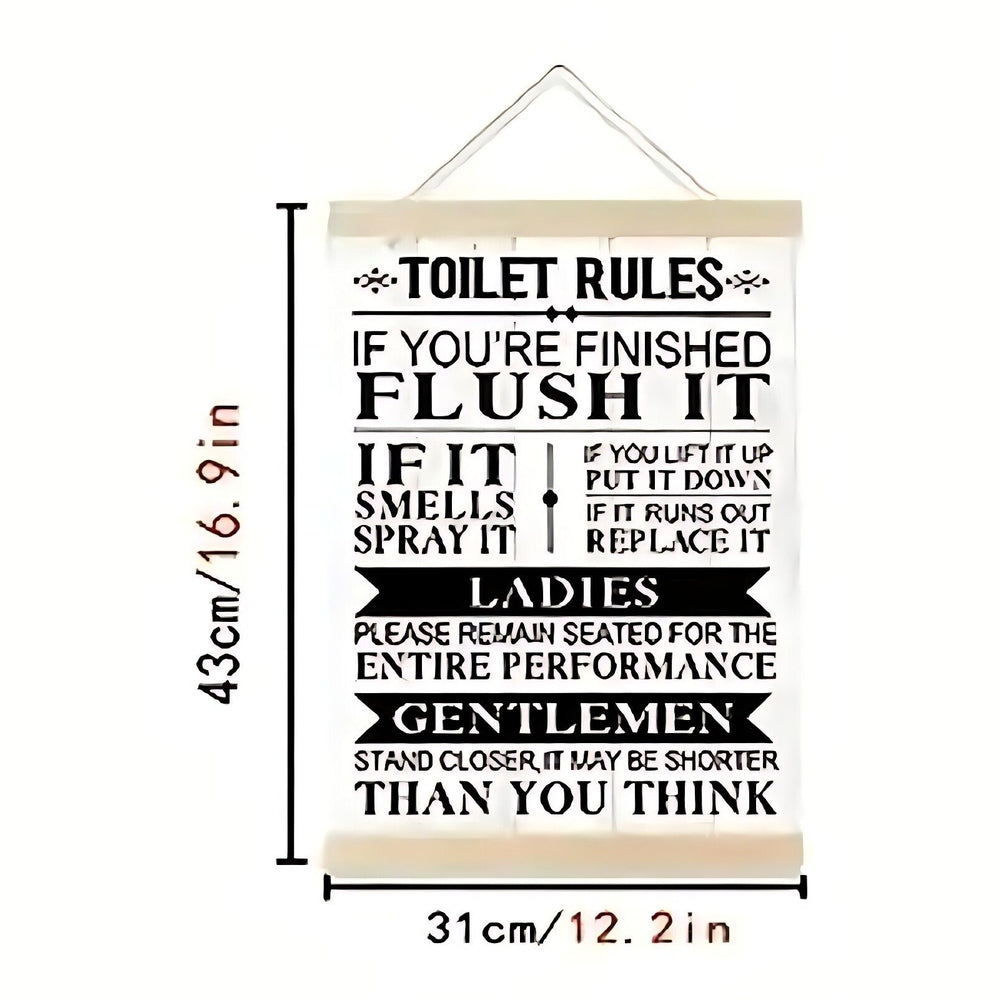 Toilet Rules Canvas Hanging Scroll 12.2" x 16.9" Wall Art Home & Garden:Home Décor:Plaques & Signs Style Your Walls